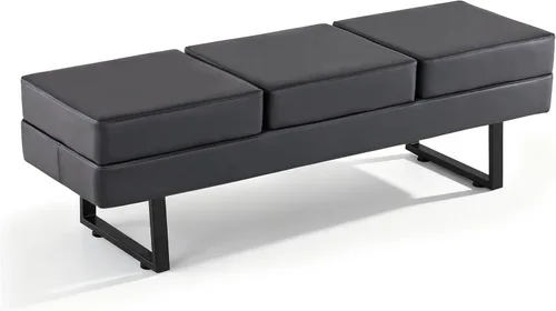 Vista 12 de BarberPub Sillas de sala de espera, banco de recepción de invitados de oficina resistente, sillas de vestíbulo tapizadas de piel sintética para Negro