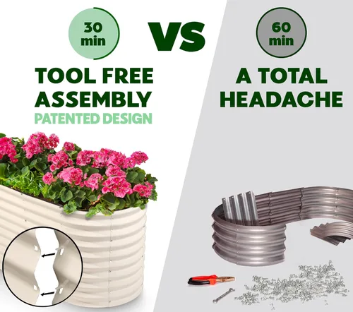 Vista 3 de Plant & Plot Camas de jardín elevadas galvanizadas para exteriores/ Jardinera elevada de 4 x 2 x 2 pies para jardinería, verduras, flores, caja