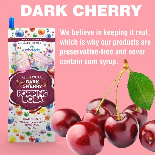 Vista 6 de BobaVida Dark Cherry Boba Pearls – Boba Popping para bebidas, postres y aderezos para alimentos – Perlas de frutas sin OMG – 3 onzas cada una, 10