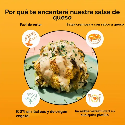 Vista 3 de Daiya Salsa de Queso Cheddar Picante Sin Lácteos, Salsa Cremosa y Rica a Base de Plantas, 14.2 oz (Paquete de 8)