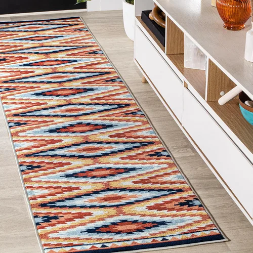 JONATHAN Y Diamond Kilim SWC101A-28 - Alfombra de pasillo de 2 x 8 pies, diseño geométrico Konya geométrico, para sala de estar, dormitorio, cocina