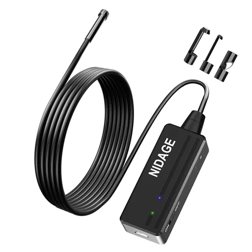 NIDAGE Cámara endoscopio inalámbrica con luz HD impermeable WiFi boroscopio flexible 0.217 in Cámara de inspección de serpiente automotriz