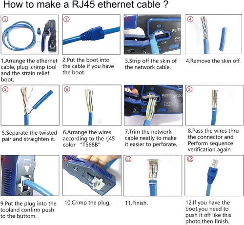 Vista 6 de Herramienta de crimpado RJ45 todo en uno, herramienta de crimpado Ethernet, cortador pelacables para pasar a través de conectores Cat5 Cat6