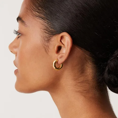 Vista 5 de PAVOI 14K Gold Plated Lightweight Chunky Open Hoops Gold Hoop Earrings for Women