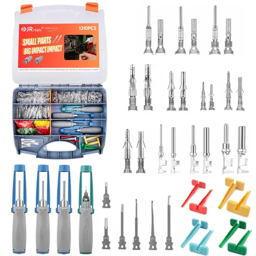 Vista 9 de JRready ST6526 120 Pares Kit de conectores de pines 093" 062" Cables eléctricos automotrices terminales macho y hembra Conector de pines 14-20AWG