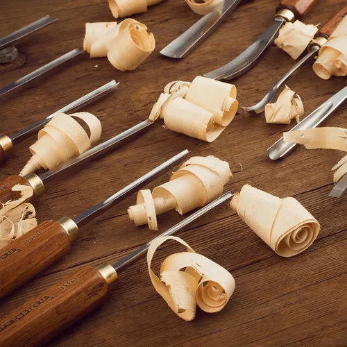 Vista 5 de Juego de cinceles de herramientas de tallado de madera para carpintería de 12 piezas con caja de madera, cuchillas de acero CR-V 60 afiladas