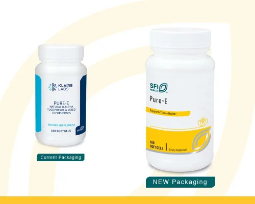 Vista 2 de Klaire Labs SFI Health Pure-E - D-alfa natural y tocoferoles mixtos con alto contenido de tocoferol gamma (100 cápsulas blandas)