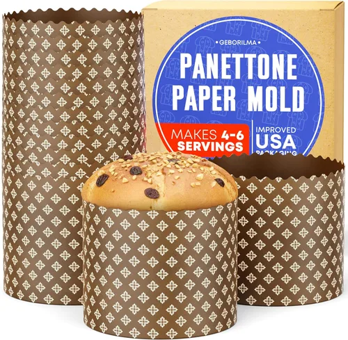 Vista 7 de Molde de papel panettone premium pequeño - Molde de panettone de 5 pulgadas 500 g - 15 oz Taza desechable para hornear para pastel y pan - Moldes