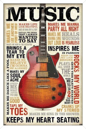 Vista 8 de Trends International Music Inspires Me Wall Poster, 14.725" x 22.375", Barnwood Framed Version