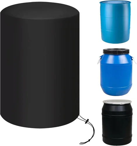 Cubierta de barril de 55 galones 900D para almacenamiento de agua con cordón ajustable, cubierta protectora de barril de lluvia para barril
