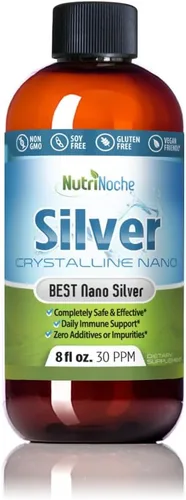 Vista 11 de NutriNoche Suplemento líquido mineral de plata coloidal - 30 ppm - Spray de plata coloidal
