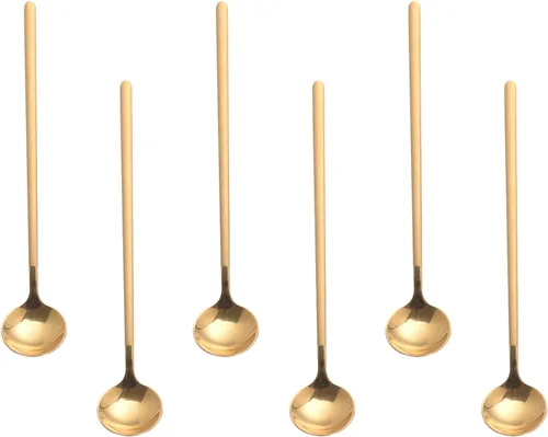 Vista 16 de 6 cucharas de café negras, cucharas de café espresso de acero inoxidable 18/8, mini cuchara de té Vogue de 5.2 pulgadas, cuchara pequeña agitadora