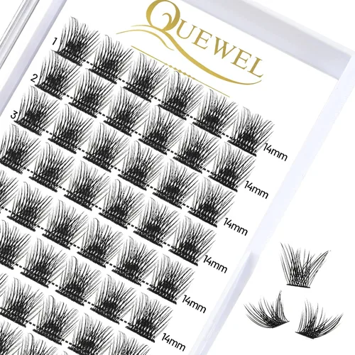 Vista 30 de QUEWEL Kit de extensión de pestañas DIY, racimos de pestañas 3D con 280 piezas, racimos de pestañas mixtas de 10-16 mm (30+40+50D), pinzas