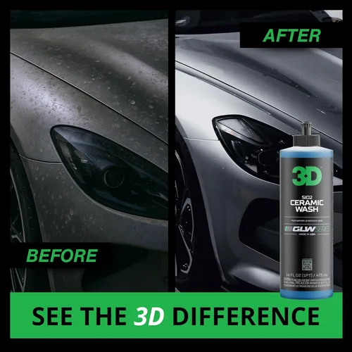 Vista 2 de 3D SiO2 - Jabón de cerámica para lavado y cera Serie GLW – Champú de coche con pH neutro con protección hidrofóbica y brillo profundo