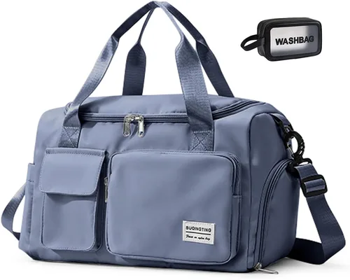 Vista 50 de Bolsa de Gimnasio Pequeña para Mujer, Bolsa de Lona de Viaje, Bolsa de Fin de Semana con Compartimento para Zapatos