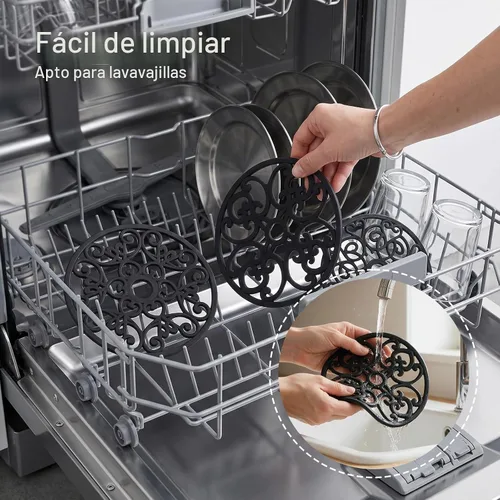 Vista 7 de Kirecoo 3 alfombrillas de silicona resistentes al calor para platos
