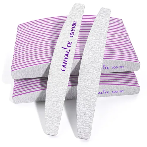 Vista 11 de Canvalite 10 limas de uñas profesionales reutilizables de doble cara (grano 100/180), herramientas de peinado de uñas para uso doméstico y de salón