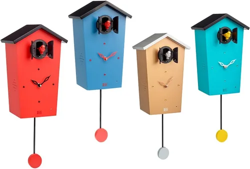 Vista 3 de KOOKOO Casa de Pájaros Azul Edición Limitada, Reloj de Cuco de Diseño Moderno con 12 Voces Naturales de Pájaros o Llamada de Cuco