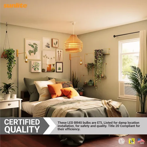Vista 6 de Sunlite 81487 Bombilla LED BR40 reflectora, 12 vatios (equivalente a 85 vatios), 120 V, 1150 lúmenes, base E26 media, 90 CRI, regulable, compatible
