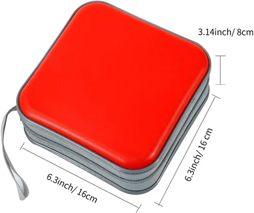 Vista 6 de Cartera para CD/DVD - Organizador de almacenamiento protector de capacidad de 40 para el hogar y el automóvil (rojo)