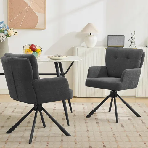 Vista 17 de WUTUTUEE Silla de Comedor de Cuero Sintético Moderna Tapizada Giratoria Sillas de Comedor Sillón de Acento Cómodo con Respaldo Medio, Silla
