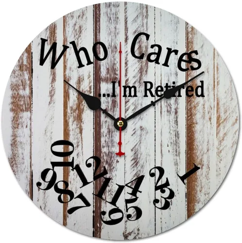 Vista 31 de Who Cares I'm Retired - Reloj de pared de madera para dormitorio, reloj de pared sin números, para colgar en la pared, sin tictac, para decoración