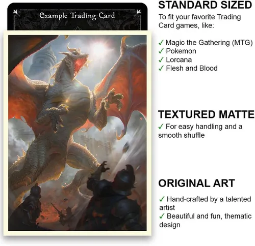 Fantasy North - Dragon Series - 100 fundas para cartas TCG mate texturizadas - Se adapta a Magic MTG Commander Pokemon y otros juegos de cartas -