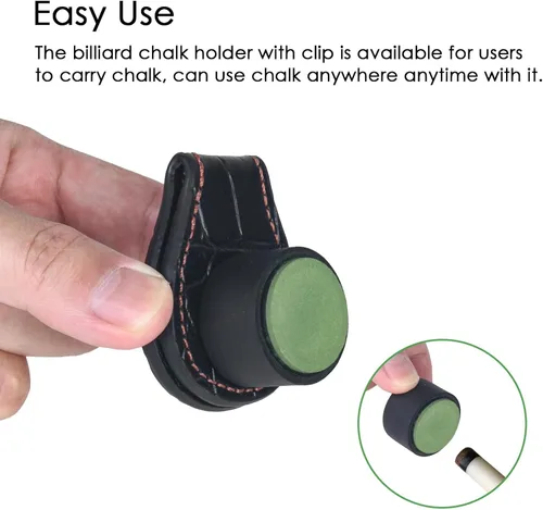 Vista 4 de Leather Magnetic Pool Chalk Holder with Pocket Clip Design