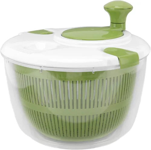 Molinillo grande para ensaladas con drenaje, tazón y colador, giratorio de lechuga multiusos rápido y fácil, secador de verduras, lavadora de