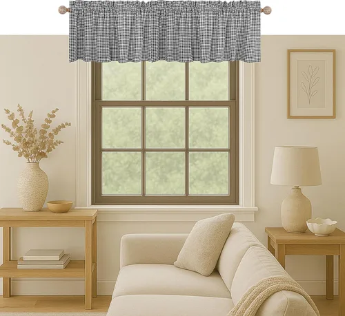 Vista 30 de Native Fab Juego de cortinas de cenefa para ventanas, paquete de 2, 54 x 18 pulgadas, bolsillo para barra, semitransparentes, cortinas cortas