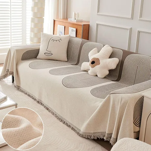 Funda de felpilla de doble cara para sofá, reversible, de felpilla de doble cara, cómodas fundas de sofá de felpilla (beige, 70.86 x 51.18 pulgadas