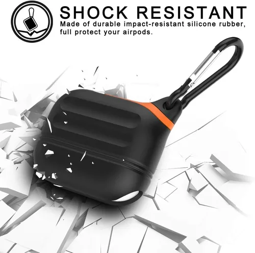 Vista 5 de Funda de silicona para AirPods Pro 3, impermeable, a prueba de golpes, protección contra caídas, diseño texturizado, carga inalámbrica, diseño