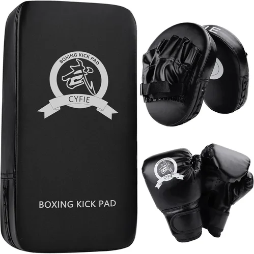 SEISSO Kids Boxing Gloves Boxing Kick Pads Punching Mitts Set for Taekwondo Karate Training Target Focus Muay Thai Pads Punch Kicking Strike MMA
