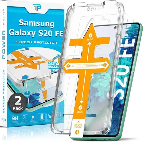 Power Theory Protector de pantalla diseñado para Samsung Galaxy S20 FE 5G / 4G, vidrio templado [dureza 9H], kit de fácil instalación, 99% HD libre