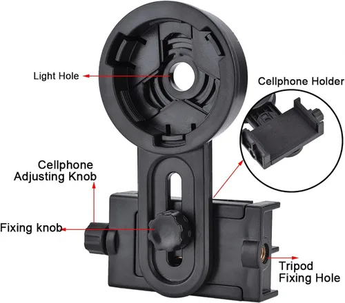 Vista 7 de Soporte de teléfono para telescopio, Adaptador de teléfono binocular, Soporte de teléfono para telescopio universal, Adaptador de cámara