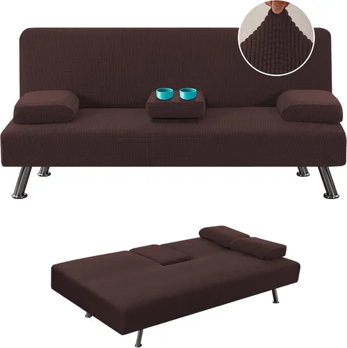 Vista 12 de H.VERSAILTEX 4 Piezas Fundas Elásticas para Futón Funda para Sofá Cama con Fundas para Reposabrazos Removibles y Portavasos Protector de Muebles
