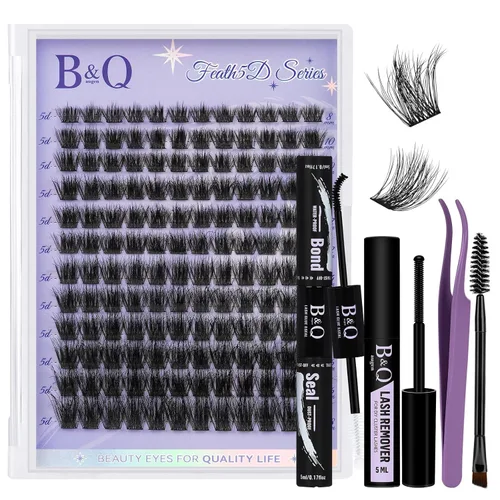 Vista 8 de B&Q - Kit de racimos de pestañas Wispy Flora - Feath5D 01, kit de racimos de pestañas con pegamento y herramientas, kit de pestañas ligeras