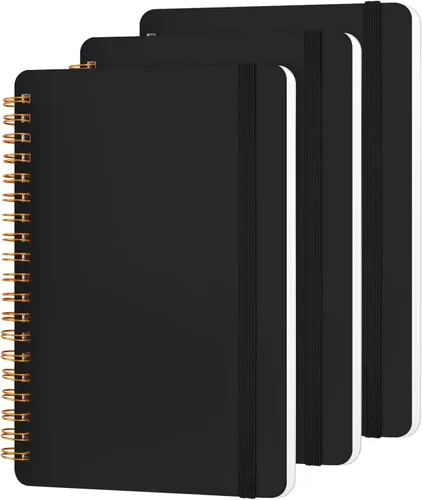 Vista 8 de Utron 3 cuadernos pequeños en espiral de 5 x 7 pulgadas, cuadernos para tomar notas, cuadernos en espiral beige, cuadernos de trabajo pequeños de 5