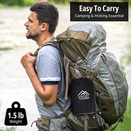 Vista 6 de Vigel Hamaca de camping – Hamaca duradera, hamaca de nailon – Hamacas dobles o individuales – Hamacas portátiles de árbol para exteriores – Fácil