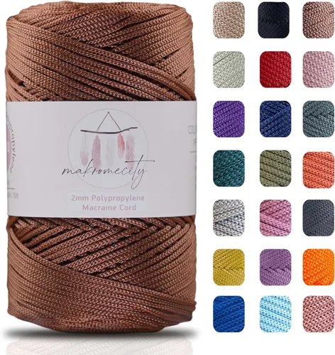 Vista 28 de Makromecity, Cordón de macramé de poliéster de 2 mm x 250 yardas (750 pies) Cordón de macramé de 2 mm de polipropileno para arte y manualidades