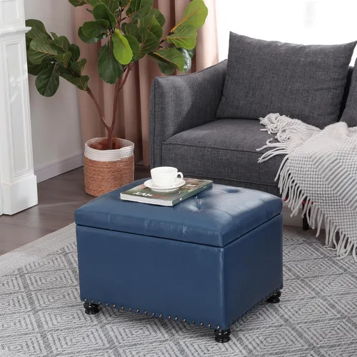 Vista 79 de Joveco Banco otomano de almacenamiento rectangular de tela, reposapiés, 24 pulgadas, moderno, copetudo, para dormitorio, asiento para entrada