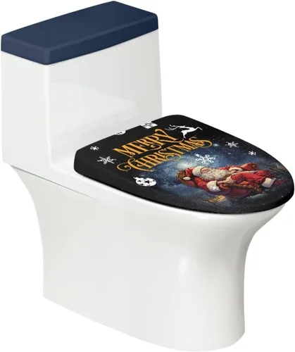 Vista 20 de Tapa de inodoro y tapa de tanque de cane Candy - Estampado de copo de nieve, elastano elástico lavable, decoración de Año Nuevo