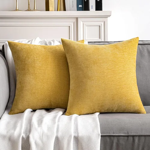Vista 8 de MIULEE - Pack de 2 fundas de almohada decorativas beige de 16x16 pulgadas, cojines suaves de chenilla para sofá, fundas de cojín de estilo casa