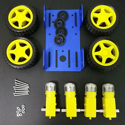 Vista 7 de Profesional 4WD Robot Smart Car Chassis Kit C101 con codificador de velocidad TT Motor, Modelo robótico con ruedas de metal Sciences Experimento