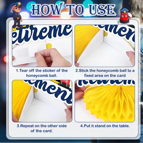 Vista 3 de 9 centros de mesa de nido de abeja para fiesta de policía, decoraciones de panal de policía, centro de mesa temática de policía para decoración