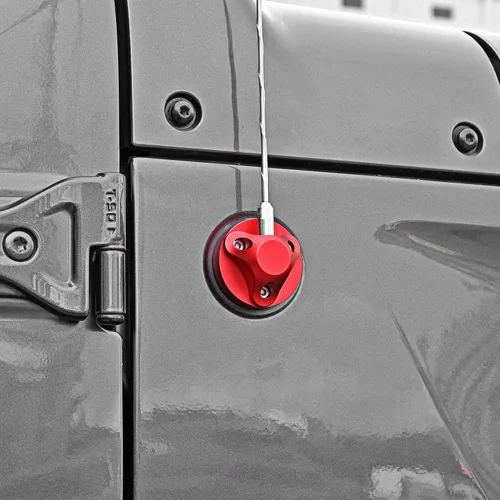 Vista 6 de Hoolcar Cubierta base de radio de aluminio rojo para Jeep Wrangler JL JLU JK JKU JT 2007-2021