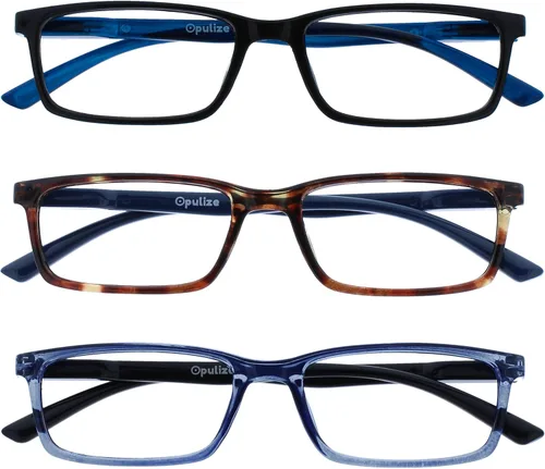 Vista 21 de OPULIZE SEE Reading Glasses with Blue Light Blocking for Women and Men, Narrow Frame, Spring Hinges, Computer Gaming Glasses