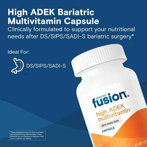 Vista 2 de Bariatric Fusion Multivitamínico de alta ADEK con hierro Multivitamínico bariátrico para interruptor duodenal Vitaminas ADEK fáciles de tragar