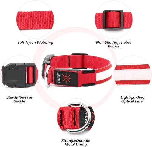 Vista 3 de BSEEN Collar para perro con luz LED, recargable, collares reflectantes resistentes al agua para cachorros, con luces navideñas que brillan