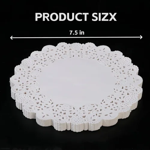 Vista 3 de LJY 120 piezas de papel redondo de encaje blanco para decoración de tartas de boda, vajilla (7.5 pulgadas)